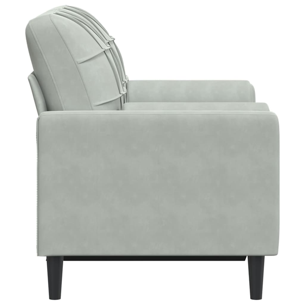 Canapé 2 places avec oreillers gris clair 120 cm velours - XIOS
