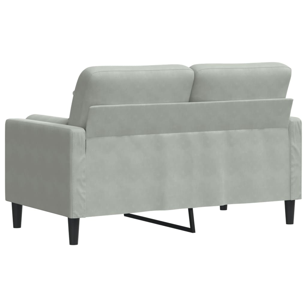Canapé 2 places avec oreillers gris clair 120 cm velours - XIOS
