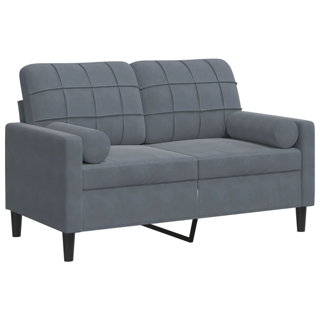 Canapé 2 places avec oreillers gris foncé 120 cm velours - XIOS