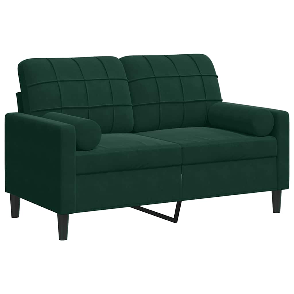 Canapé 2 places avec oreillers vert foncé 120 cm velours - XIOS