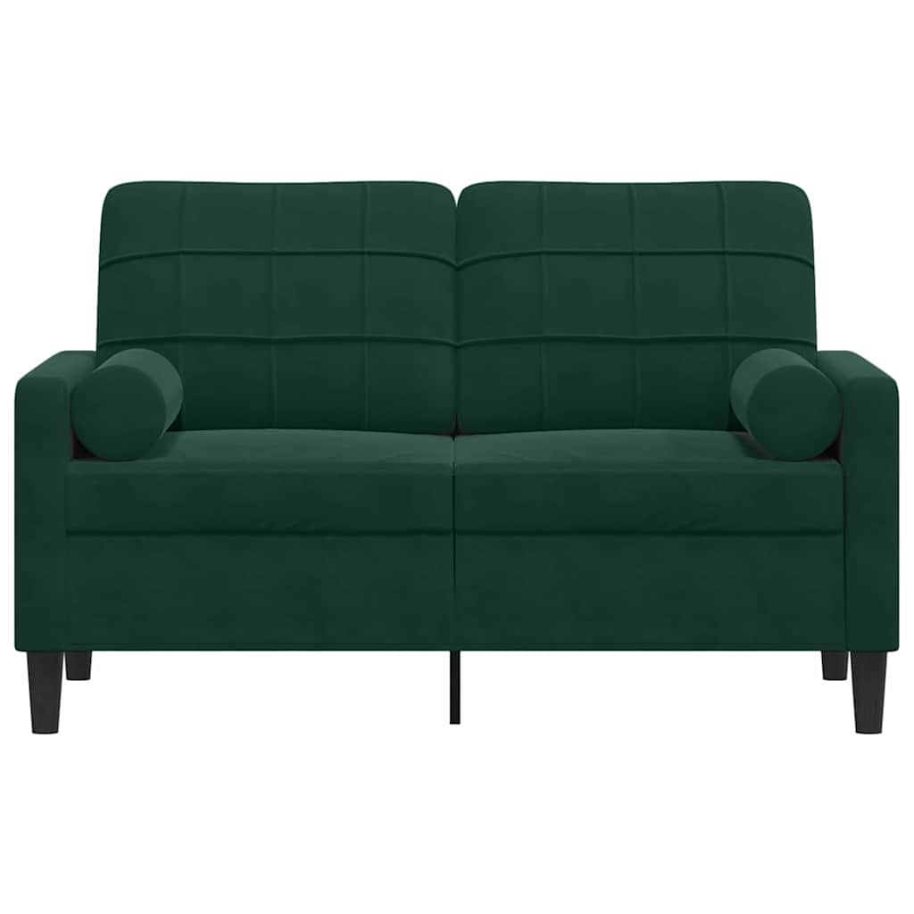 Canapé 2 places avec oreillers vert foncé 120 cm velours - XIOS