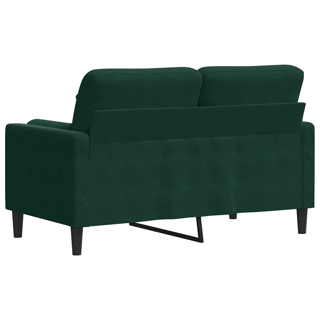 Canapé 2 places avec oreillers vert foncé 120 cm velours - XIOS