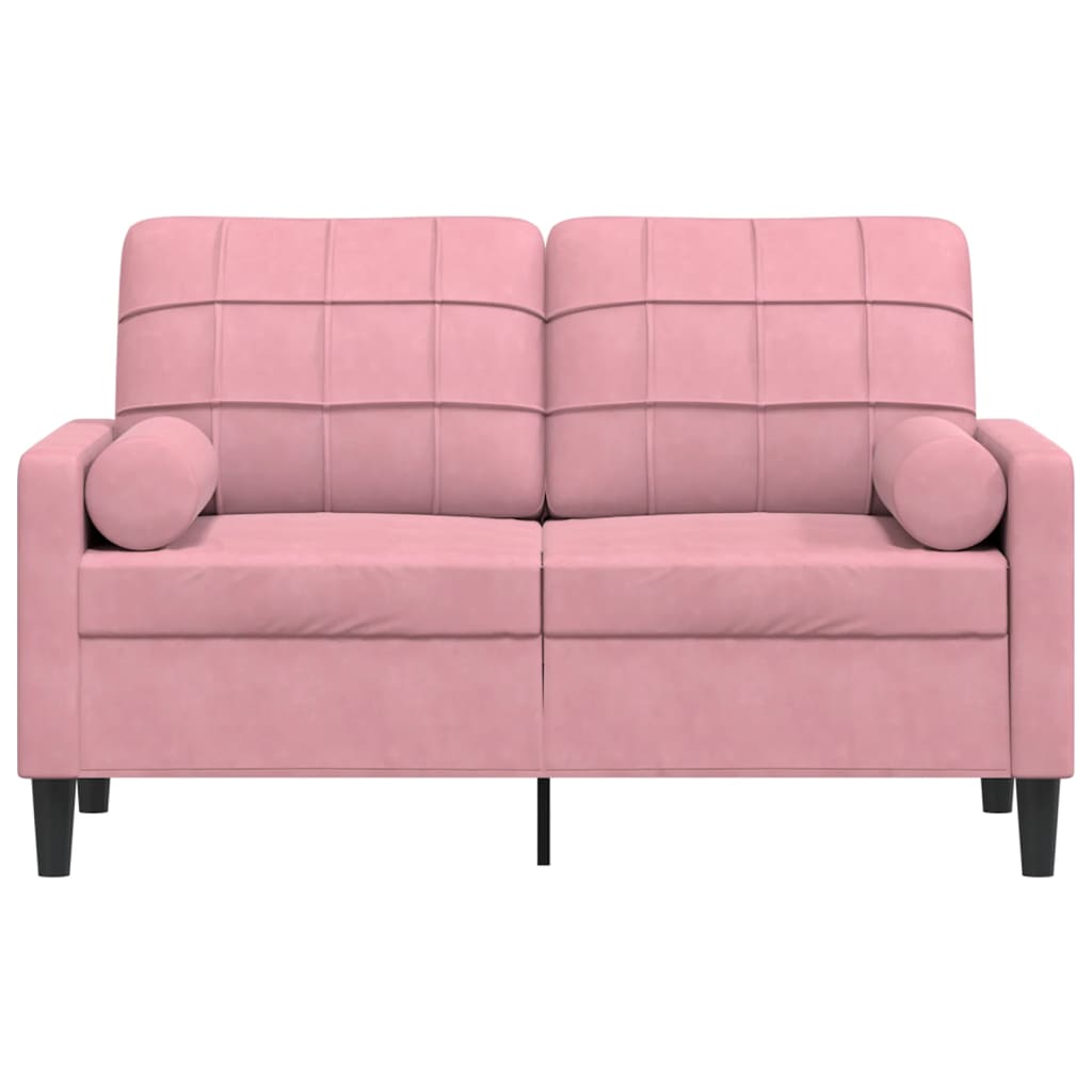 Canapé 2 places avec oreillers décoratifs rose 120 cm velours - XIOS