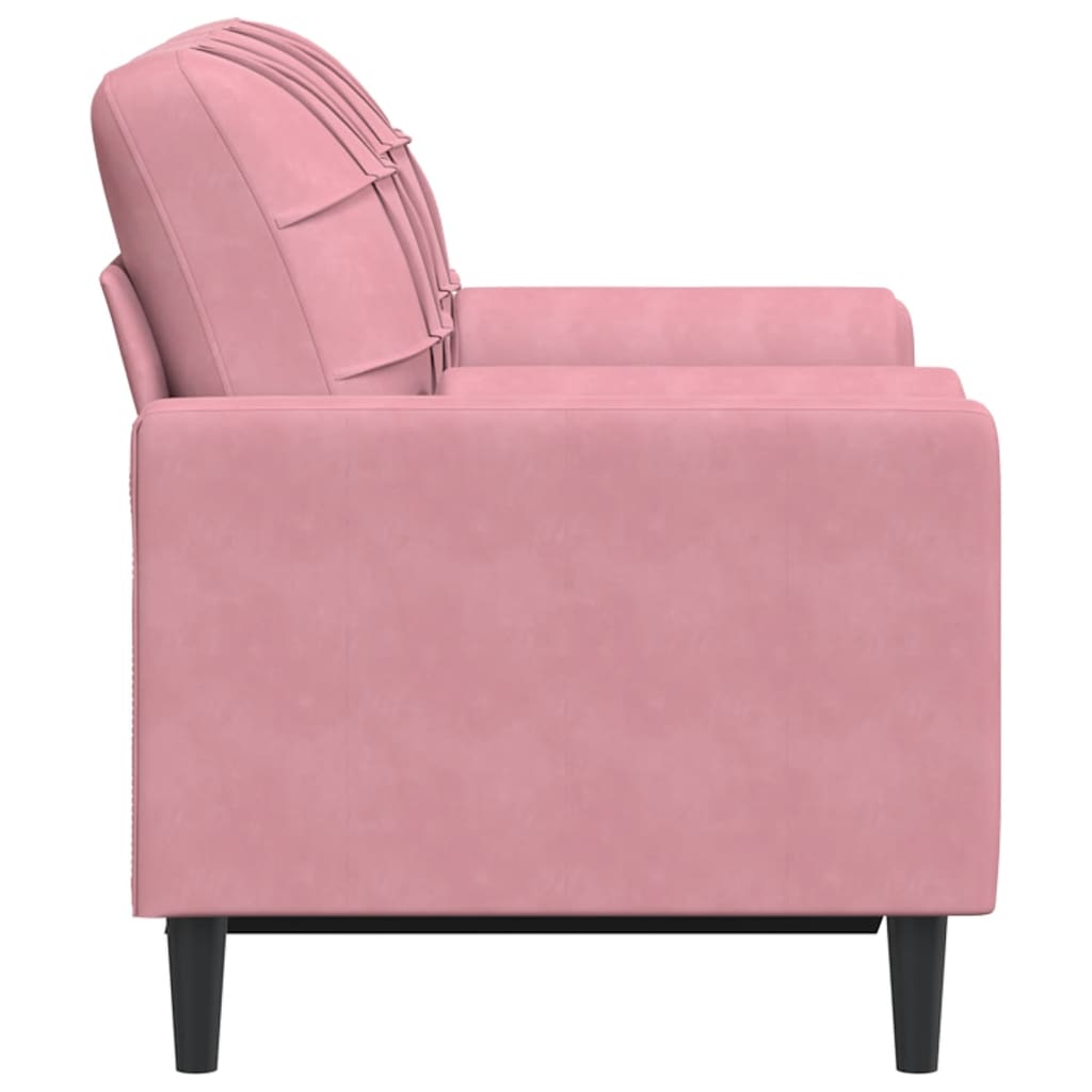 Canapé 2 places avec oreillers décoratifs rose 120 cm velours - XIOS