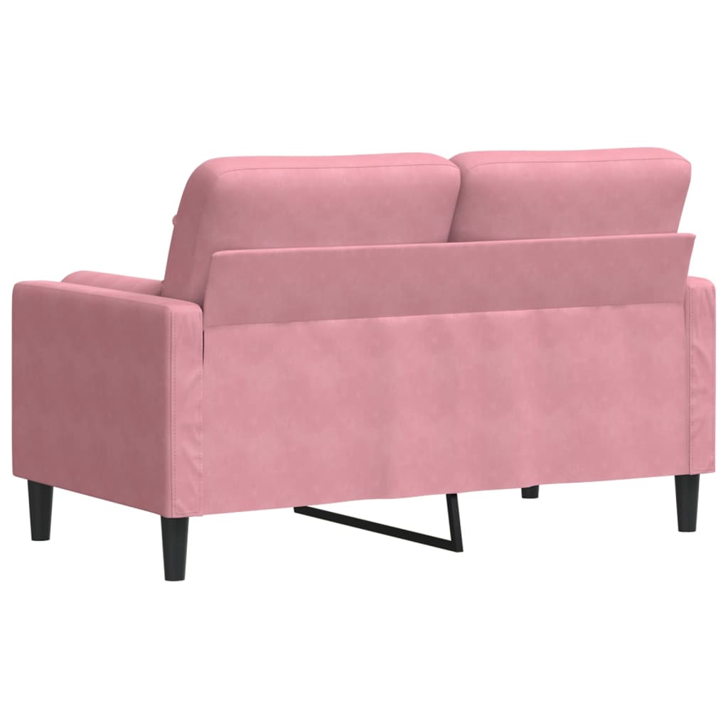 Canapé 2 places avec oreillers décoratifs rose 120 cm velours - XIOS