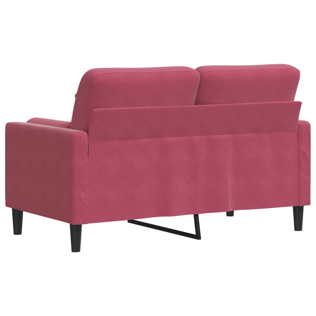 Canapé 2 places avec oreillers bordeaux 120 cm velours - XIOS