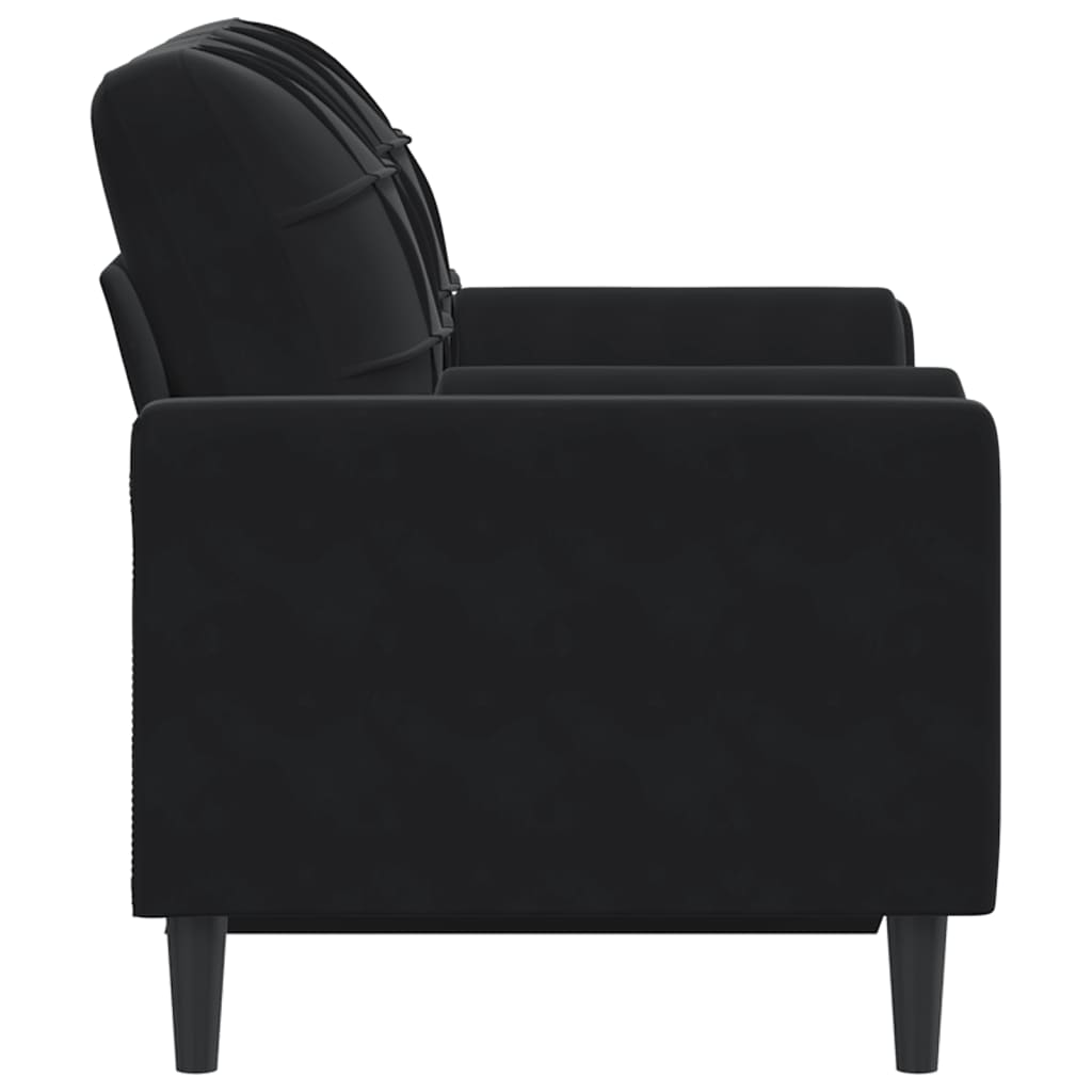 Canapé 2 places avec oreillers décoratifs noir 120 cm velours - XIOS