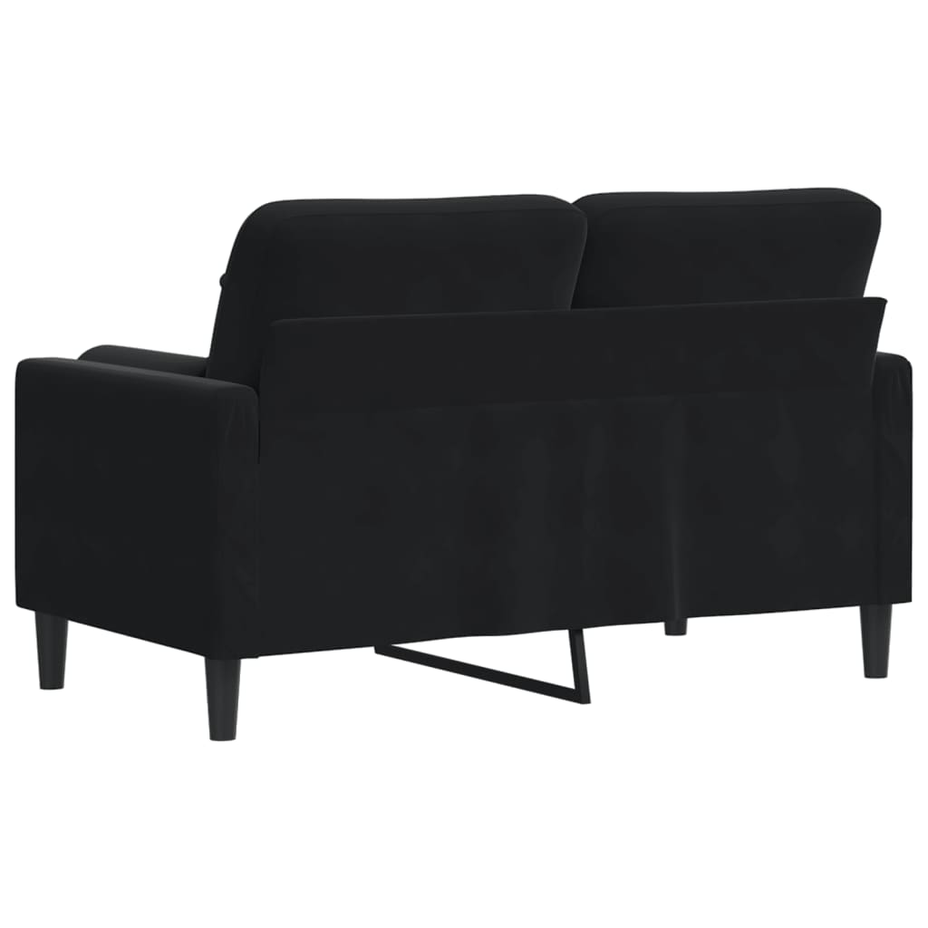 Canapé 2 places avec oreillers décoratifs noir 120 cm velours - XIOS