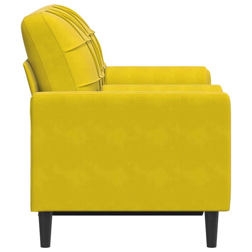 Canapé 2 places avec oreillers décoratifs jaune 120 cm velours - XIOS