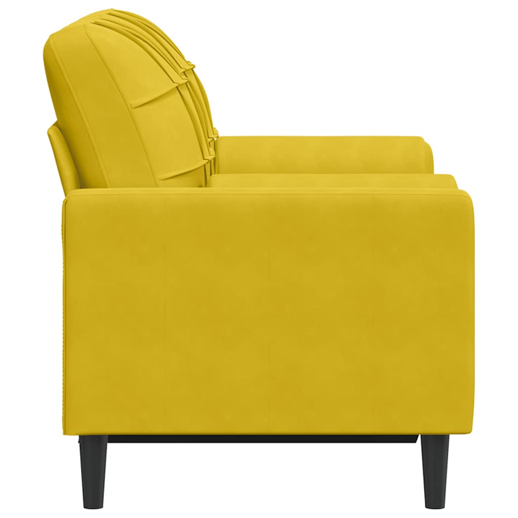 Canapé 2 places avec oreillers décoratifs jaune 120 cm velours - XIOS