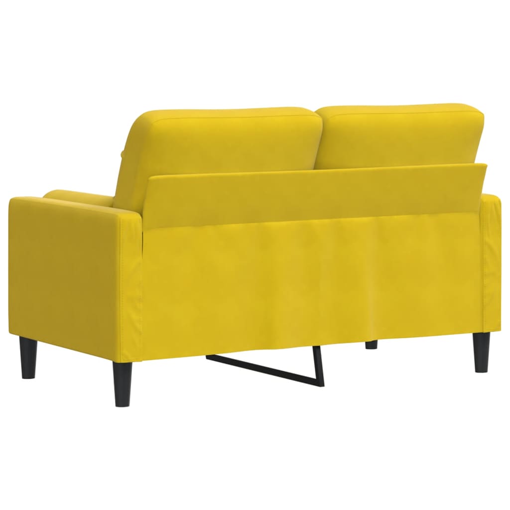 Canapé 2 places avec oreillers décoratifs jaune 120 cm velours - XIOS