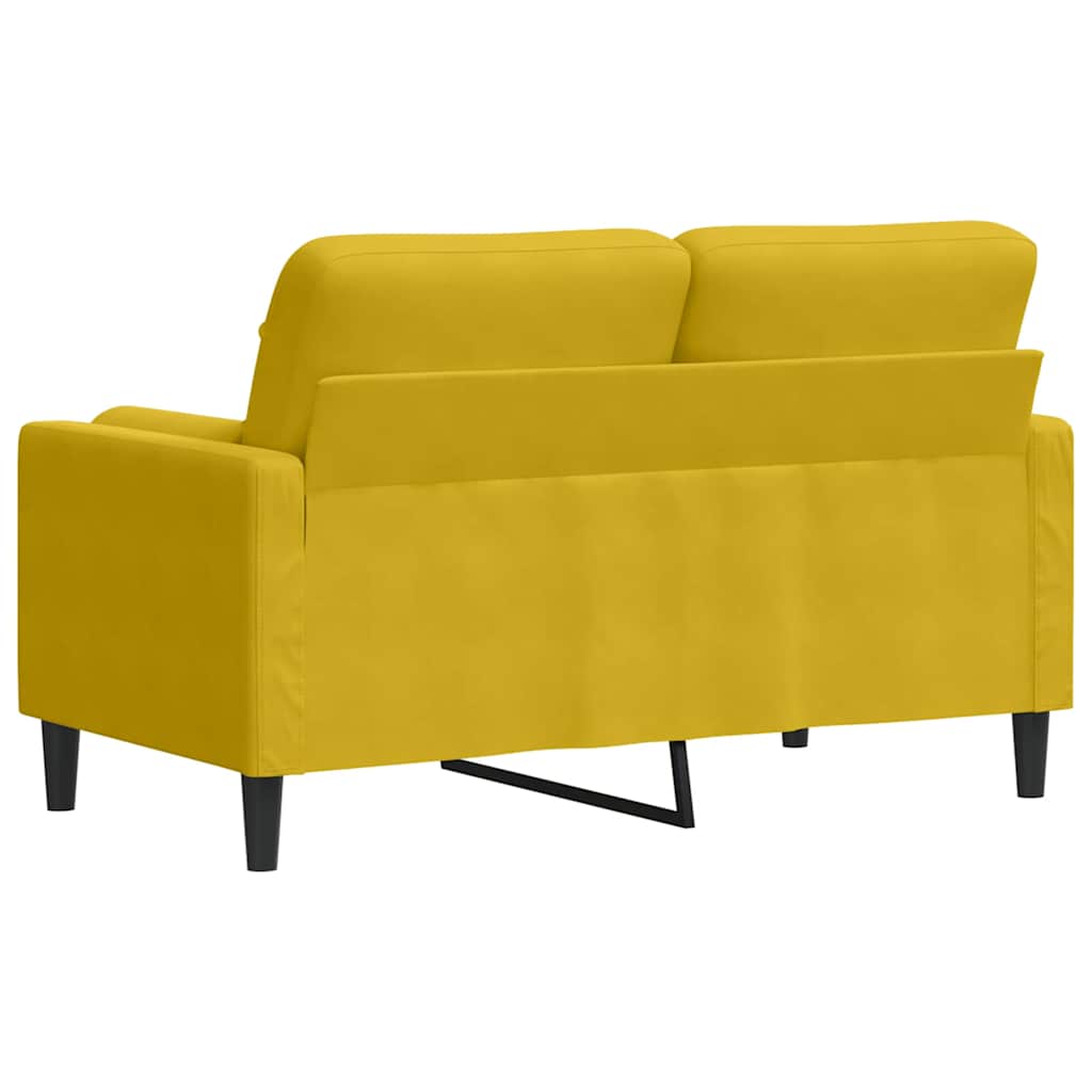 Canapé 2 places avec oreillers décoratifs jaune 120 cm velours - XIOS