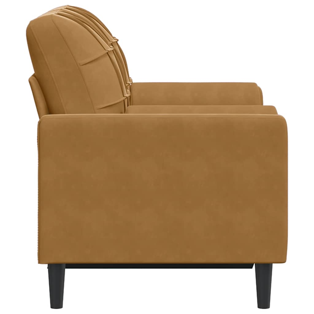 Canapé 2 places avec oreillers décoratifs brun 120 cm velours - XIOS
