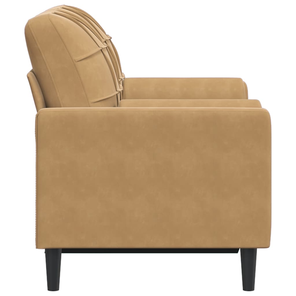 Canapé 2 places avec oreillers décoratifs brun 120 cm velours - XIOS