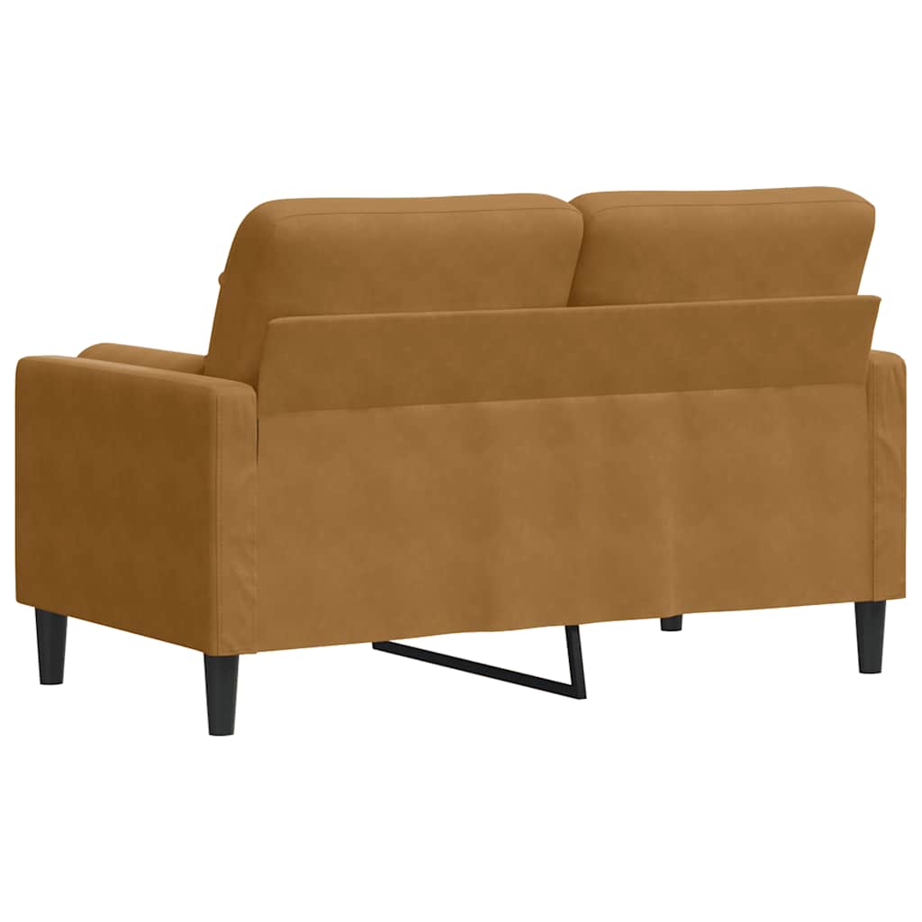 Canapé 2 places avec oreillers décoratifs brun 120 cm velours - XIOS
