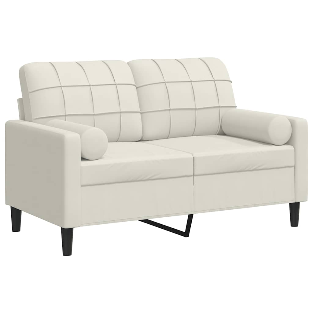 Canapé 2 places avec oreillers décoratifs crème 120 cm velours - XIOS