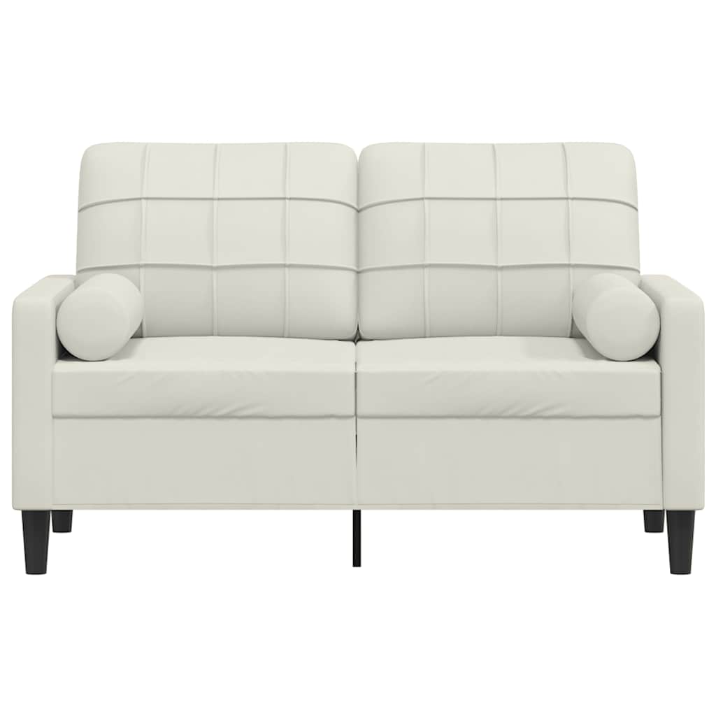 Canapé 2 places avec oreillers décoratifs crème 120 cm velours - XIOS