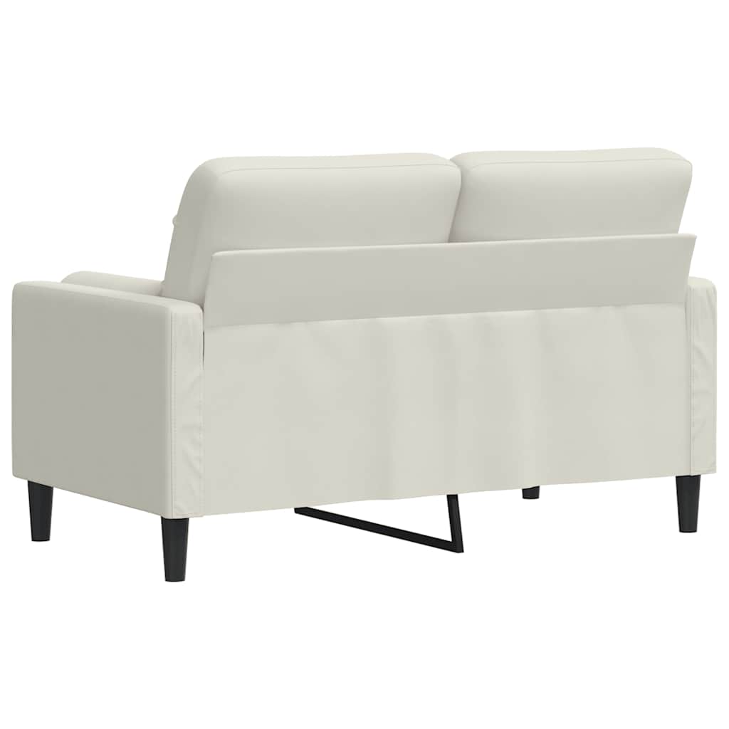 Canapé 2 places avec oreillers décoratifs crème 120 cm velours - XIOS