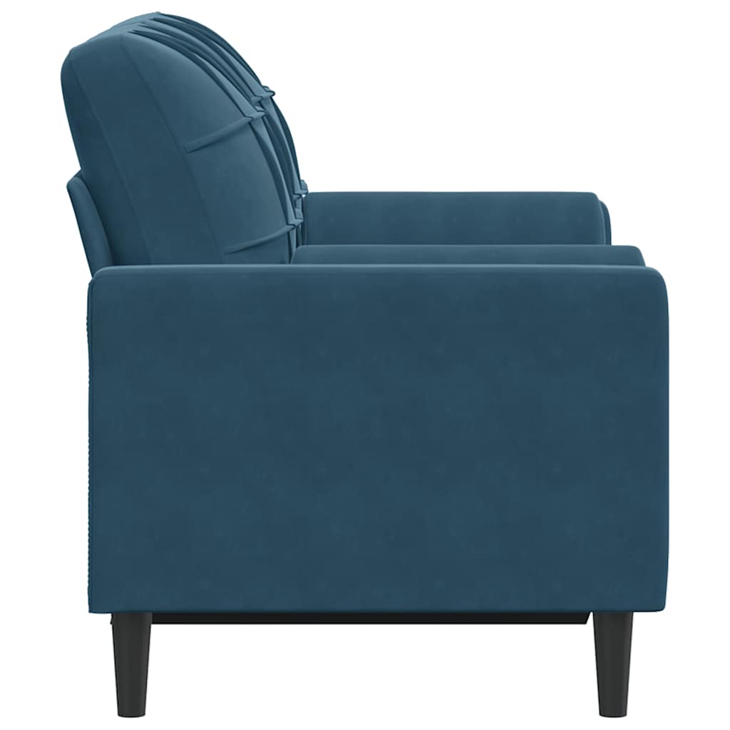 Canapé 2 places avec oreillers décoratifs bleu 120 cm velours - XIOS
