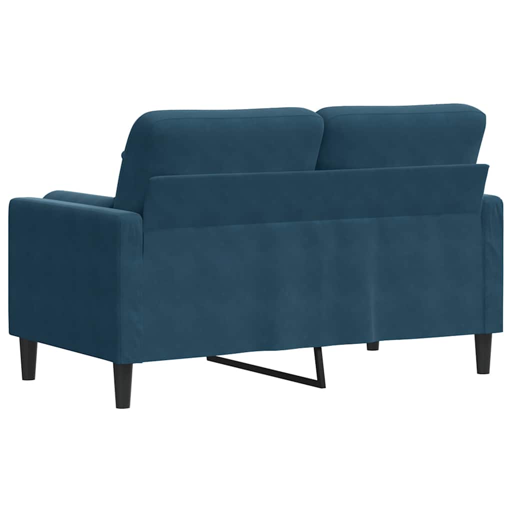 Canapé 2 places avec oreillers décoratifs bleu 120 cm velours - XIOS