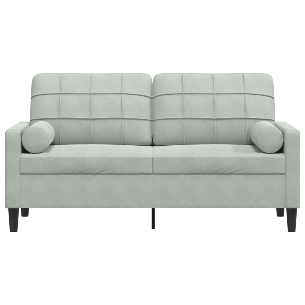 Canapé 2 places avec oreillers gris clair 140 cm velours - XIOS