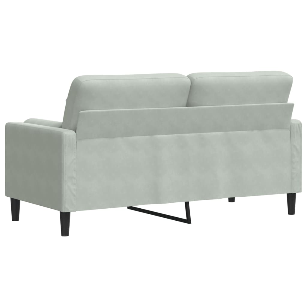 Canapé 2 places avec oreillers gris clair 140 cm velours - XIOS
