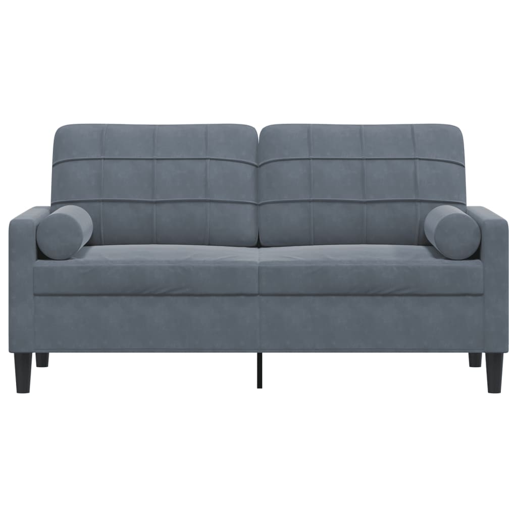 Canapé 2 places avec oreillers gris foncé 140 cm velours - XIOS