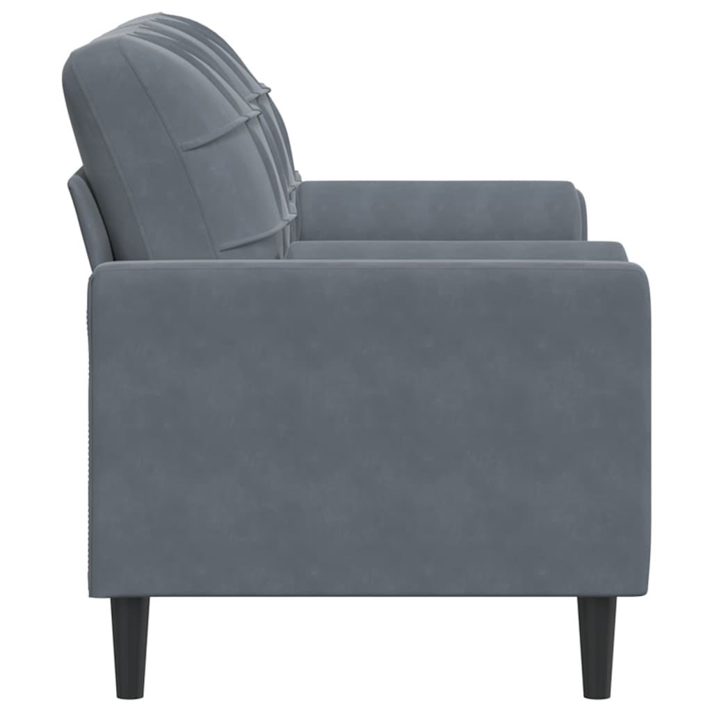 Canapé 2 places avec oreillers gris foncé 140 cm velours - XIOS