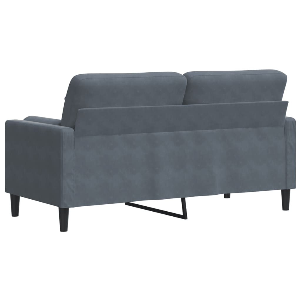 Canapé 2 places avec oreillers gris foncé 140 cm velours - XIOS