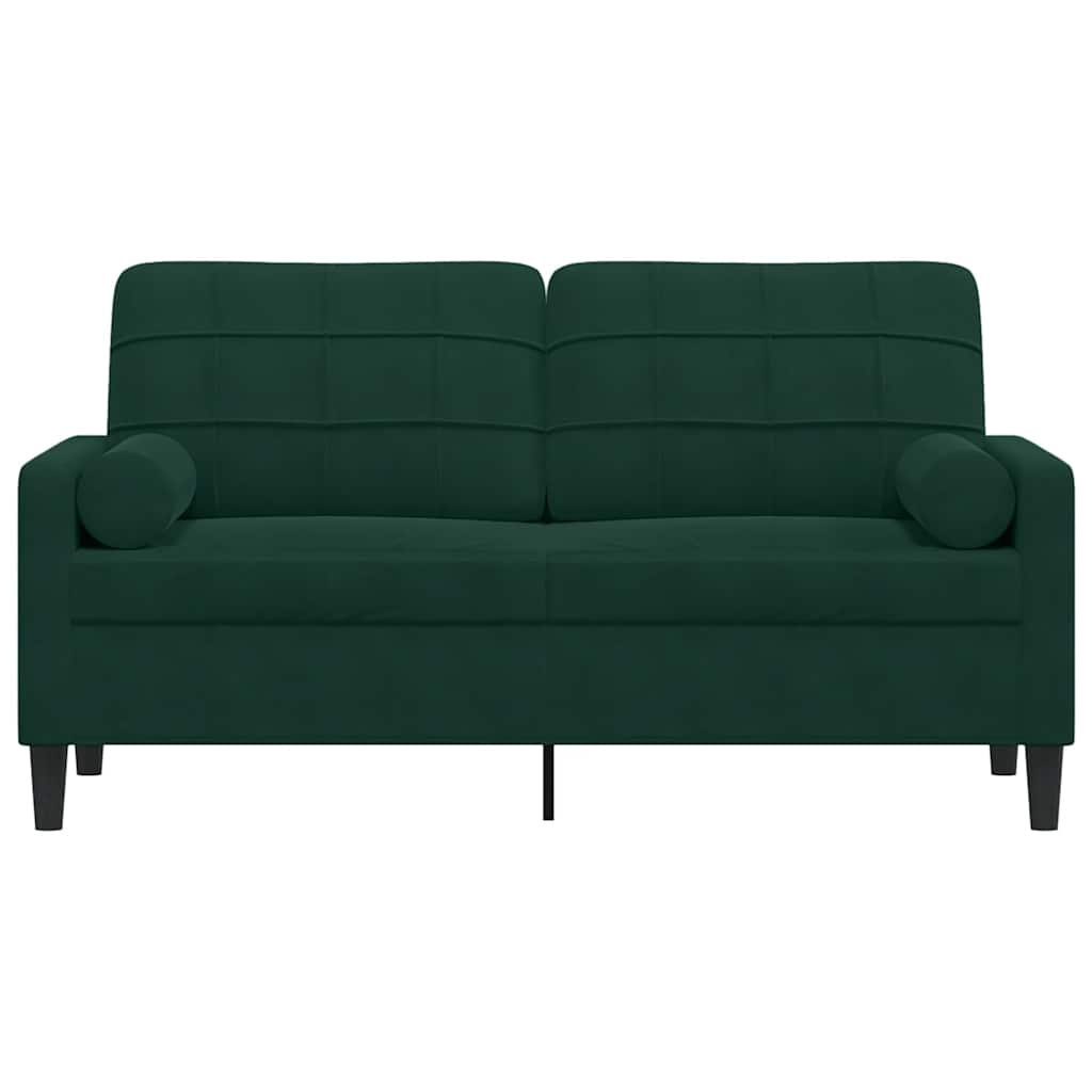 Canapé 2 places avec oreillers vert foncé 140 cm velours - XIOS