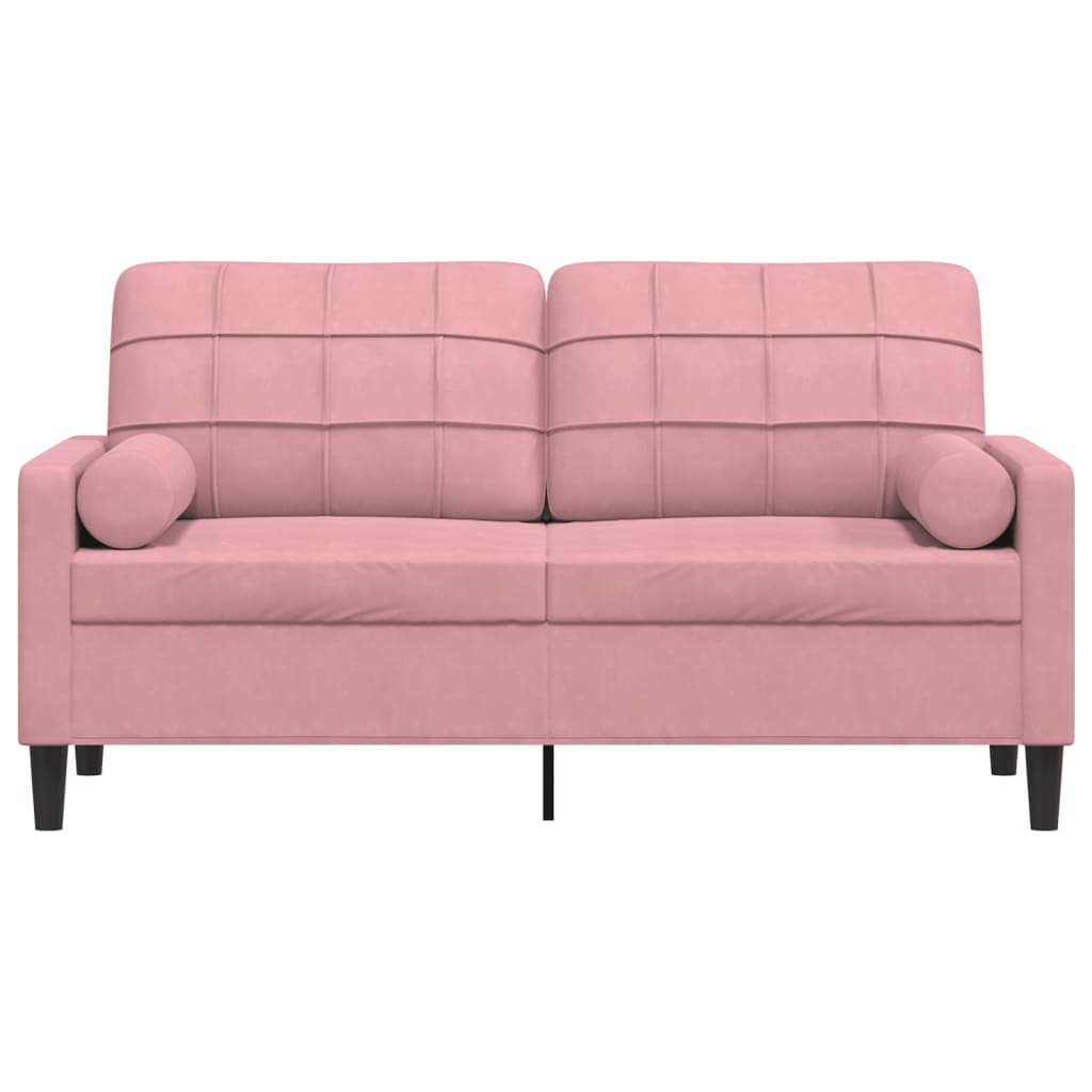 Canapé 2 places avec oreillers décoratifs rose 140 cm velours - XIOS