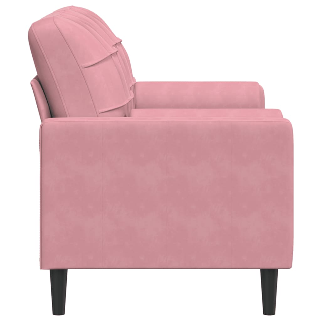 Canapé 2 places avec oreillers décoratifs rose 140 cm velours - XIOS