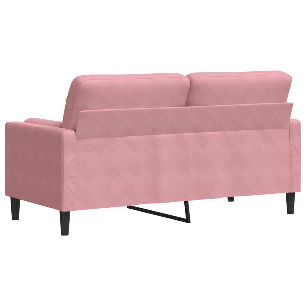 Canapé 2 places avec oreillers décoratifs rose 140 cm velours - XIOS