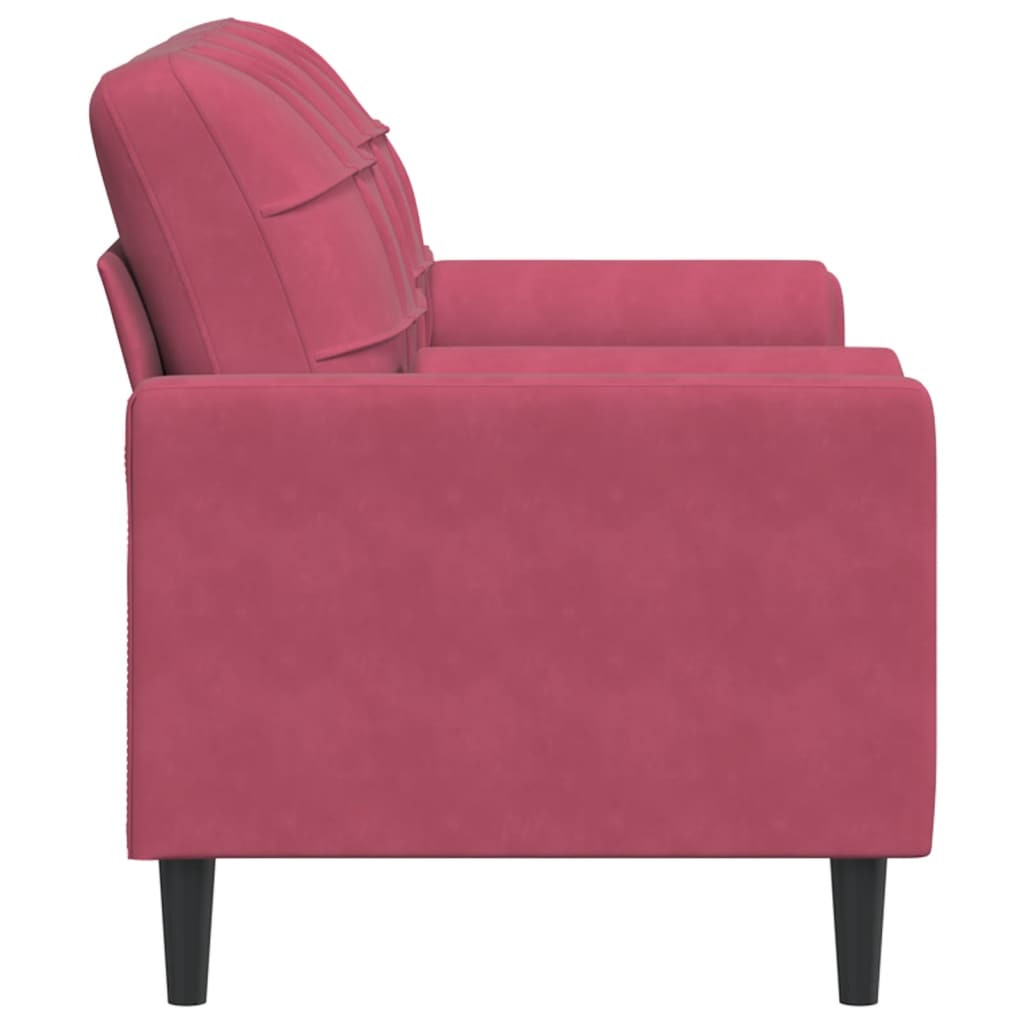 Canapé 2 places avec oreillers bordeaux 140 cm velours - XIOS