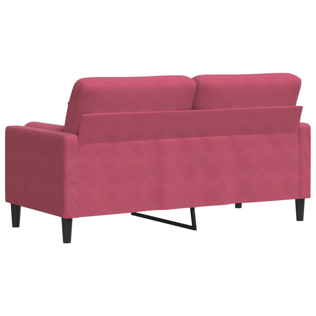 Canapé 2 places avec oreillers bordeaux 140 cm velours - XIOS