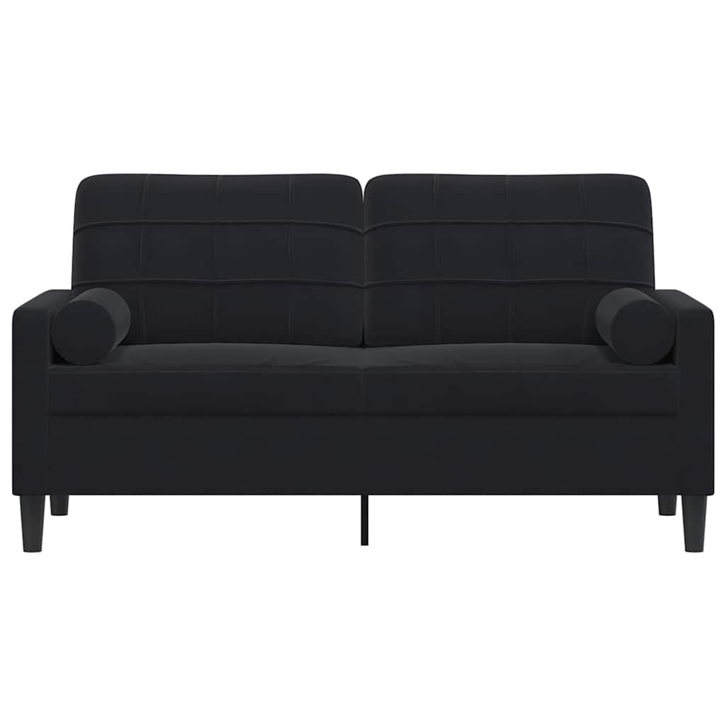 Canapé 2 places avec oreillers décoratifs noir 140 cm velours - XIOS