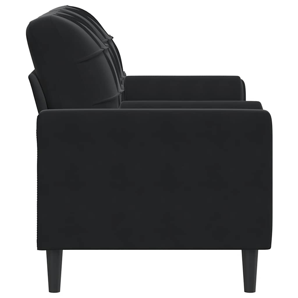 Canapé 2 places avec oreillers décoratifs noir 140 cm velours - XIOS