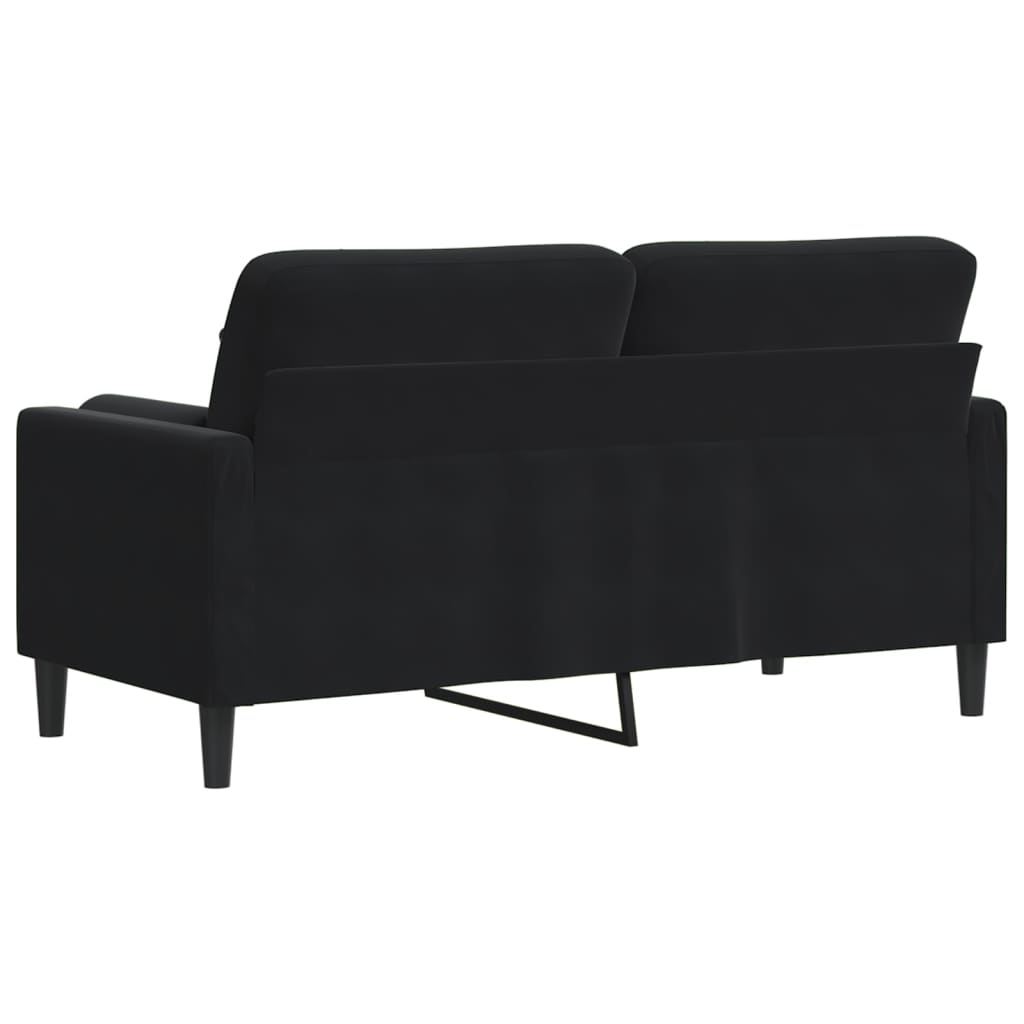 Canapé 2 places avec oreillers décoratifs noir 140 cm velours - XIOS