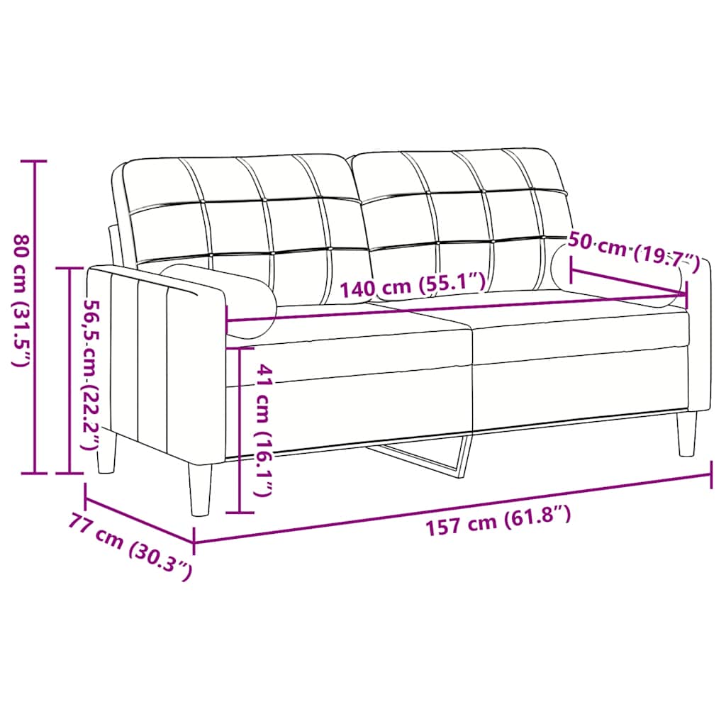 Canapé 2 places avec oreillers décoratifs noir 140 cm velours - XIOS