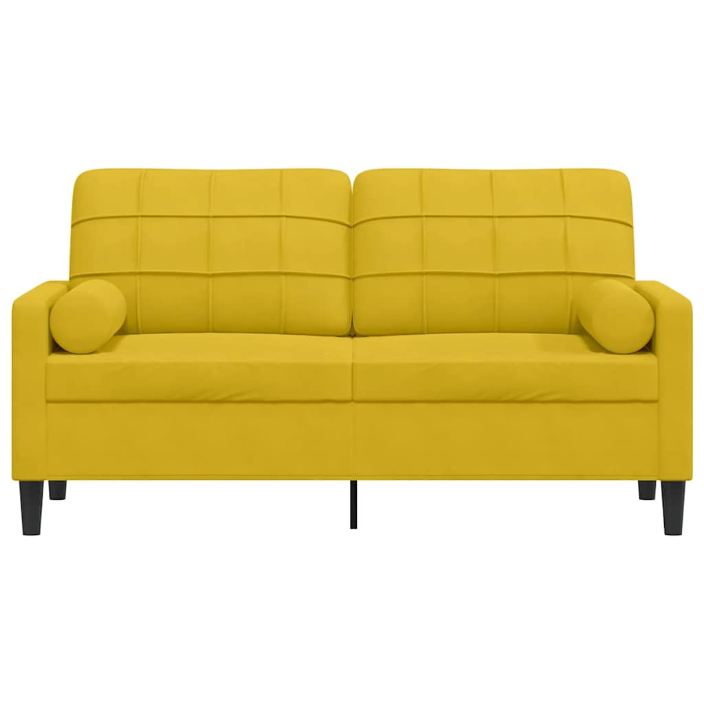 Canapé 2 places avec oreillers décoratifs jaune 140 cm velours