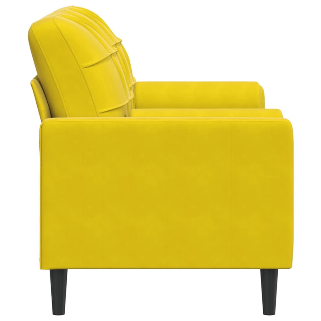 Canapé 2 places avec oreillers décoratifs jaune 140 cm velours - XIOS