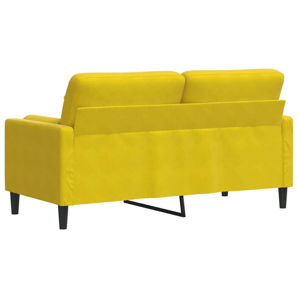 Canapé 2 places avec oreillers décoratifs jaune 140 cm velours - XIOS