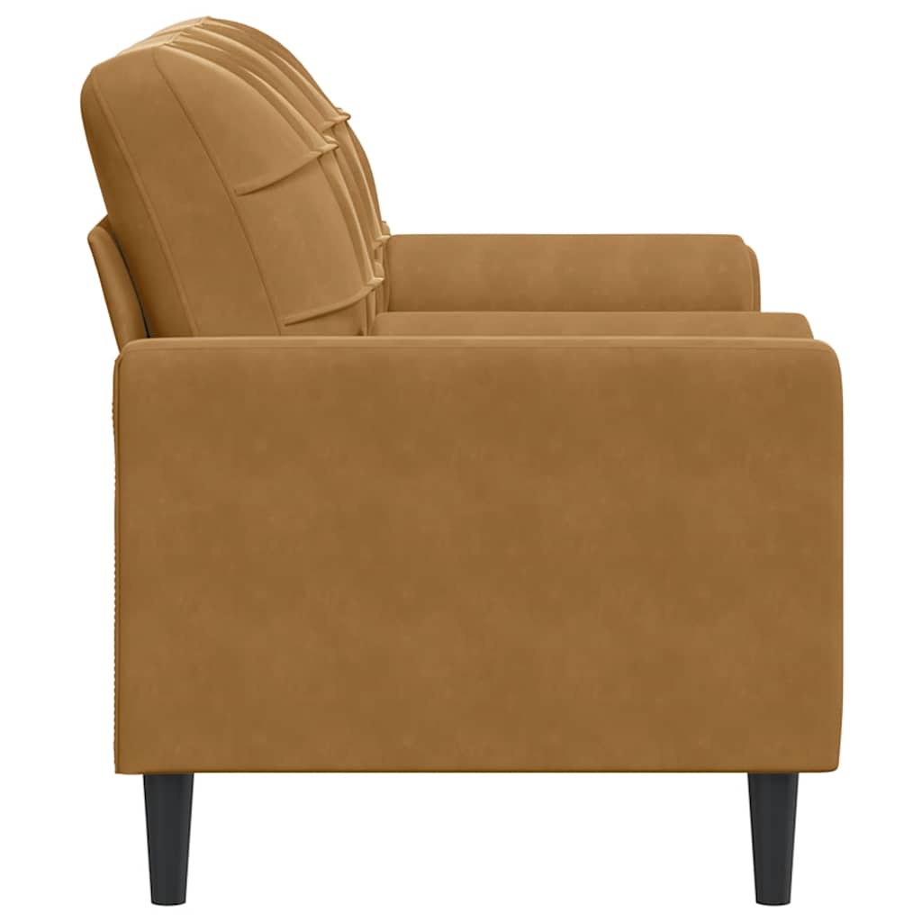 Canapé 2 places avec oreillers décoratifs brun 140 cm velours - XIOS