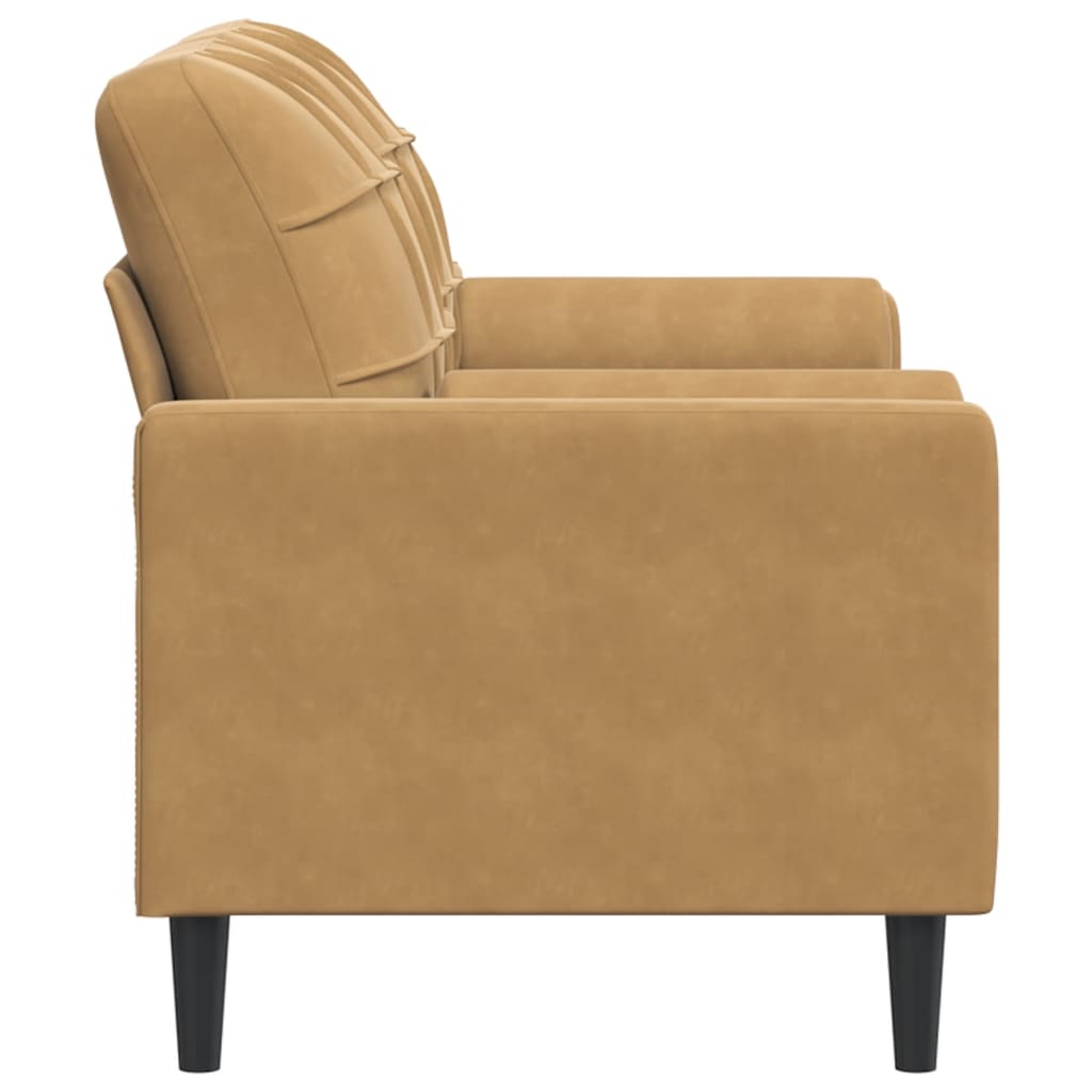 Canapé 2 places avec oreillers décoratifs brun 140 cm velours - XIOS