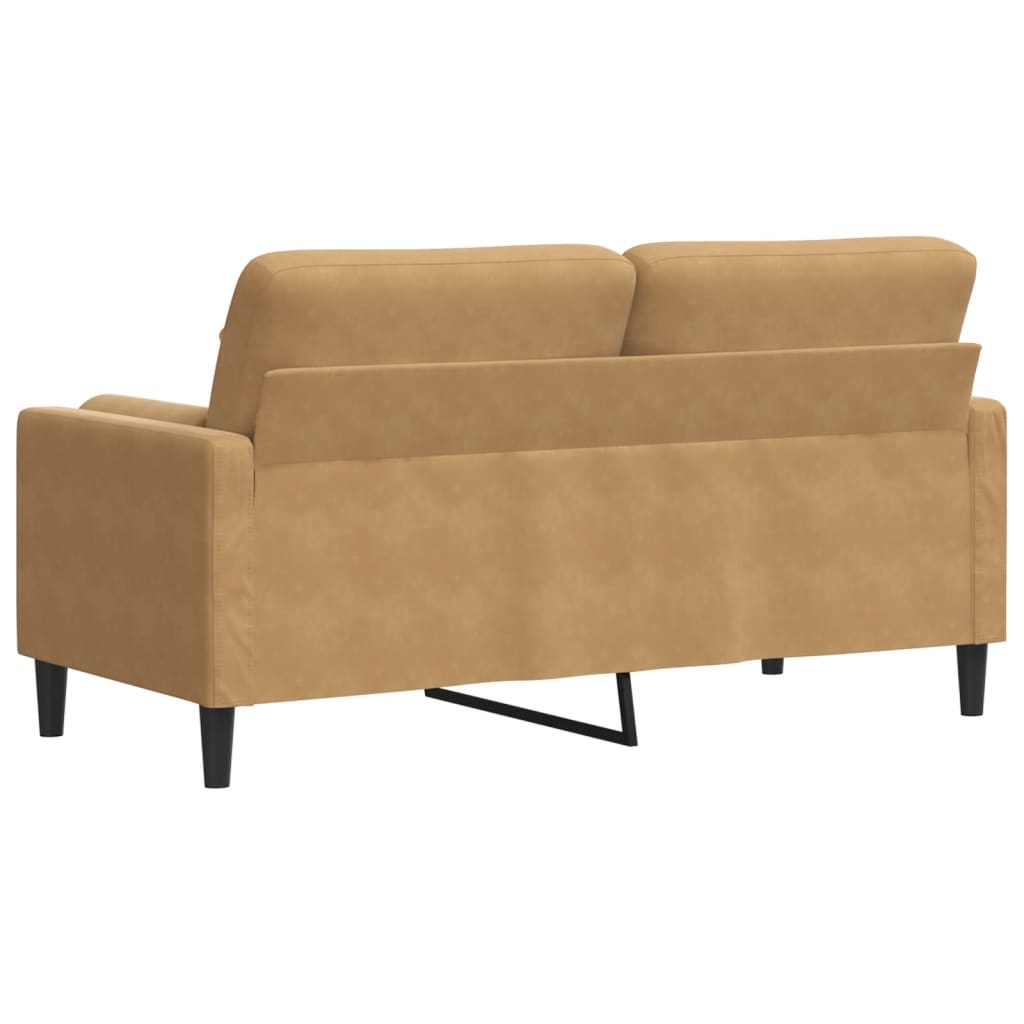 Canapé 2 places avec oreillers décoratifs brun 140 cm velours - XIOS