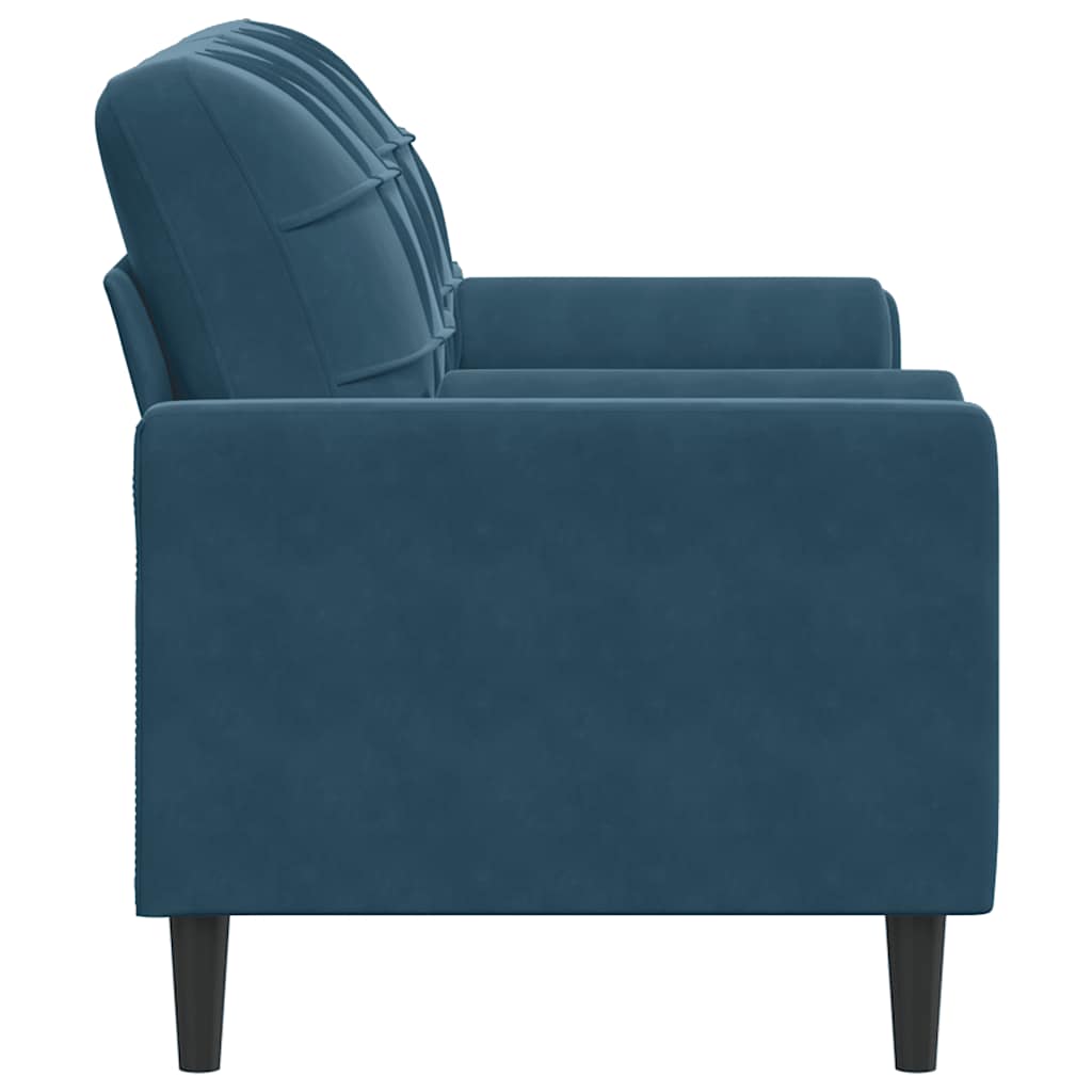 Canapé 2 places avec oreillers décoratifs bleu 140 cm velours - XIOS