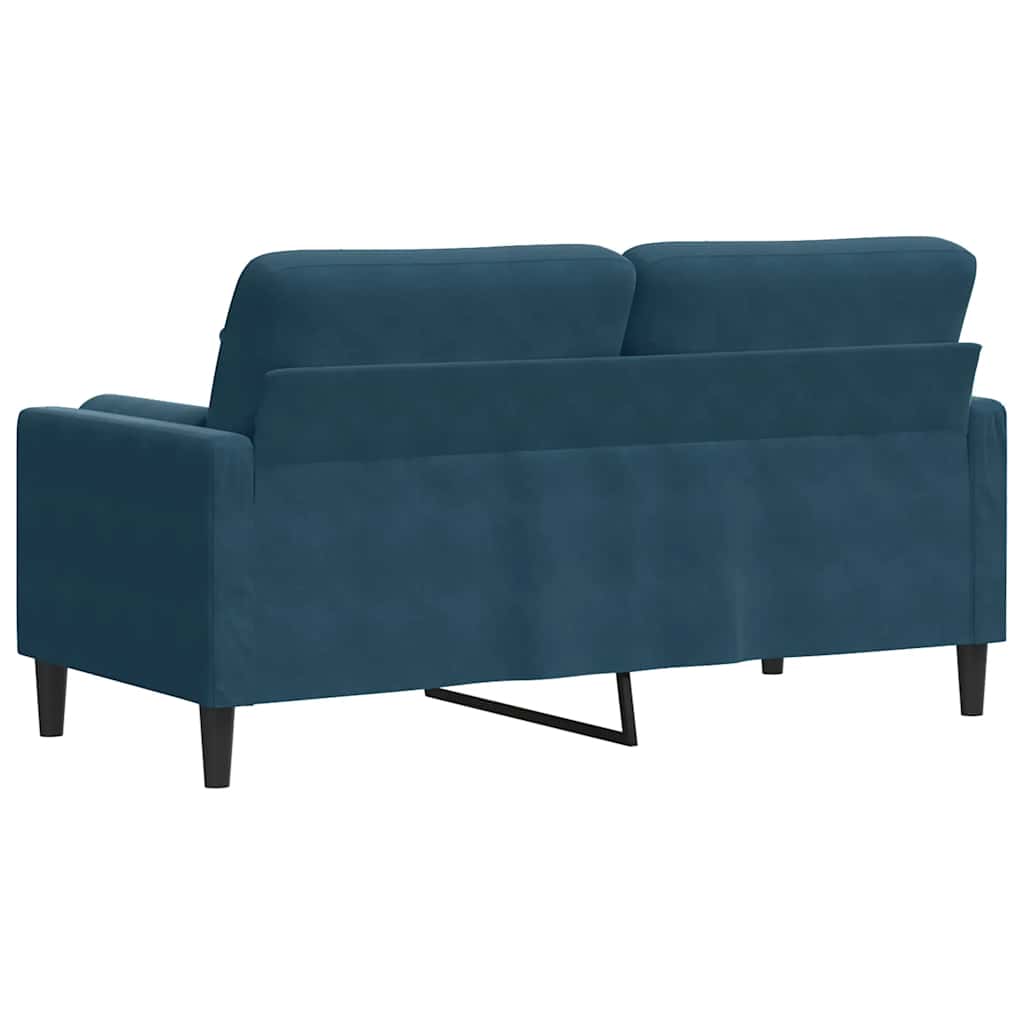 Canapé 2 places avec oreillers décoratifs bleu 140 cm velours - XIOS