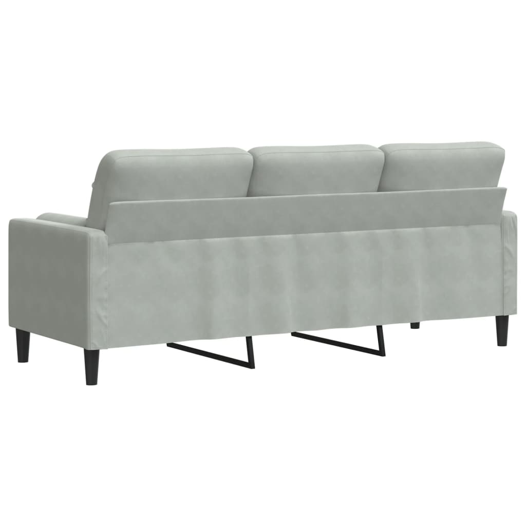 Canapé 3 places avec oreillers gris clair 180 cm velours - XIOS
