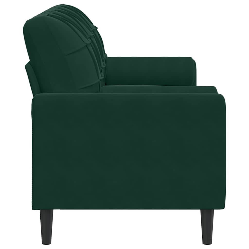 Canapé 3 places avec oreillers vert foncé 180 cm velours