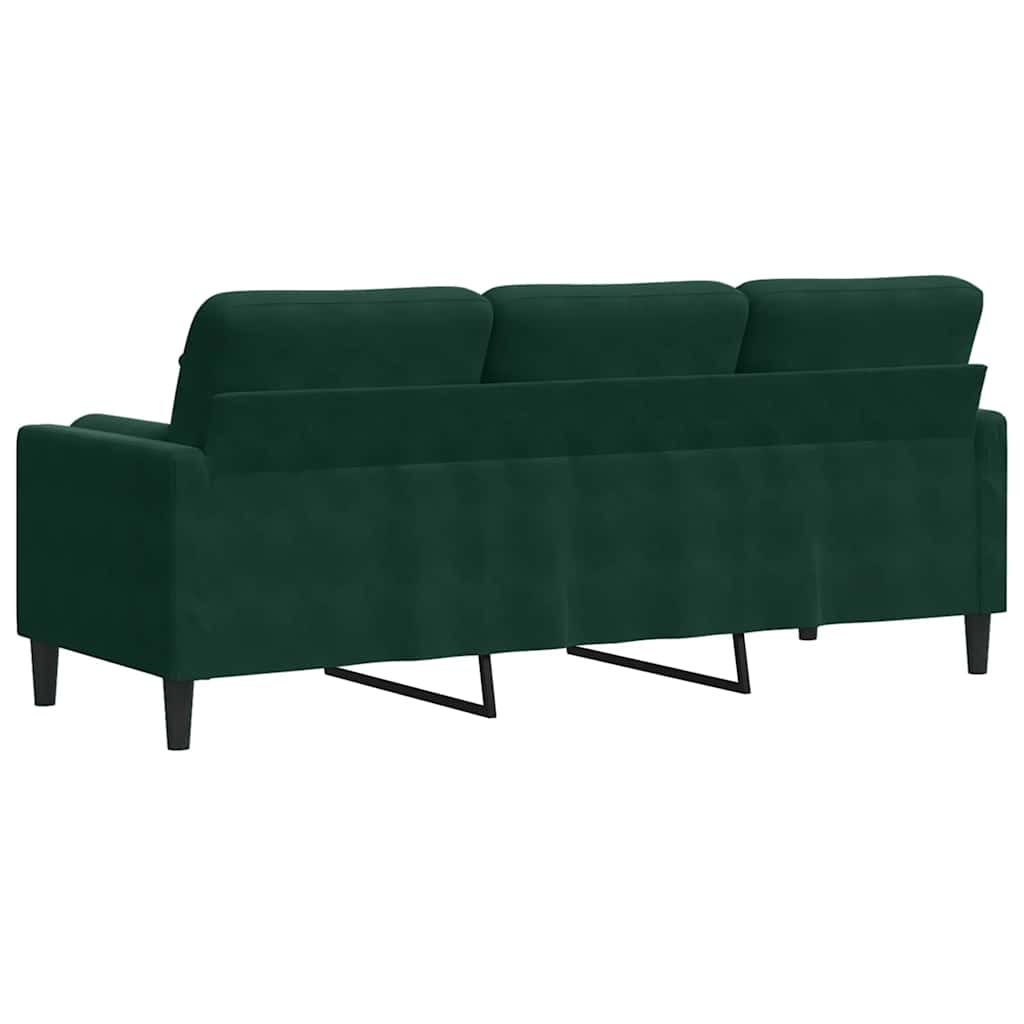 Canapé 3 places avec oreillers vert foncé 180 cm velours